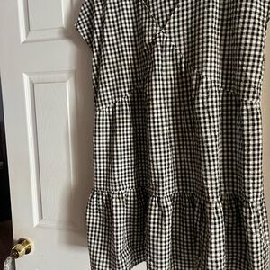 Elegant Black and White Checkered Women's Dress